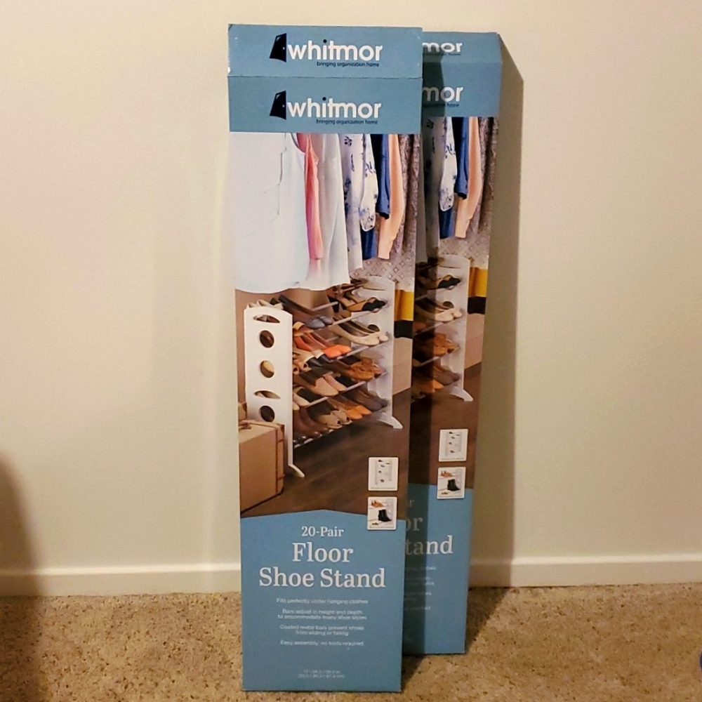 20 Pair Floor Shoe Stand In White